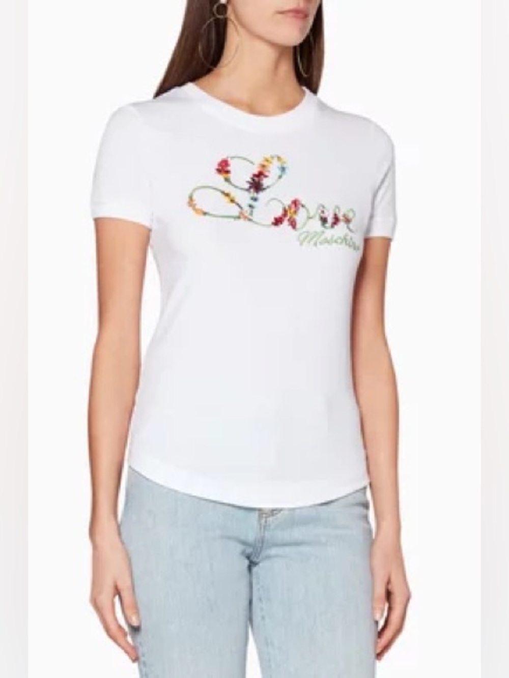 Love Moschino Floral Embroidered Short Sleeve Tee